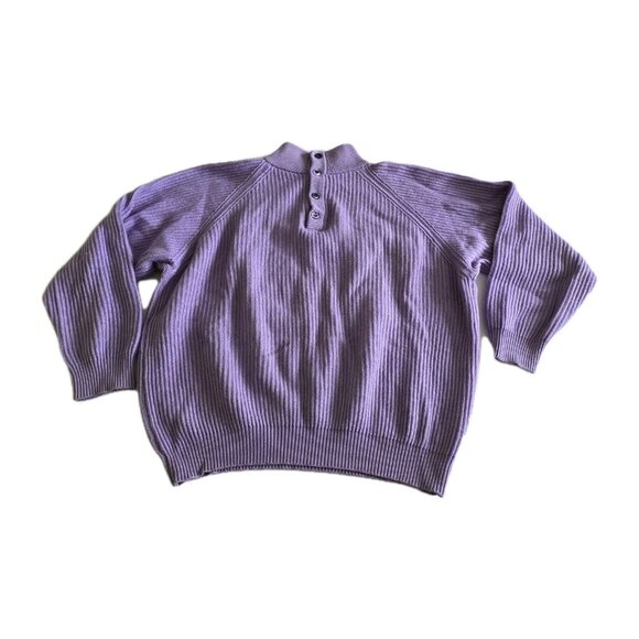 Les Copains Sweater Mens IT 50 US L / XL Purple Cashmere Wool LS Mockneck Ribbed - Picture 1 of 14